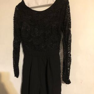Black long sleeve lace romper